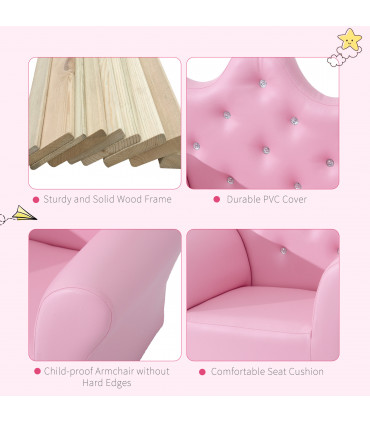 Kids Pink PU Leather Sofa Set