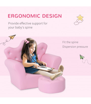 Kids Pink PU Leather Sofa Set