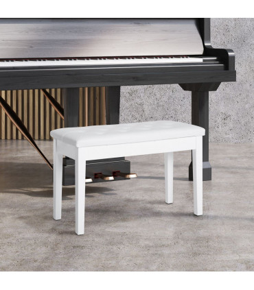 Piano Bench Makeup Padded Seat Stool Solid Wood White 76L x 36W x 50H (cm)