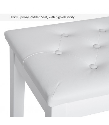 Piano Bench Makeup Padded Seat Stool Solid Wood White 76L x 36W x 50H (cm)