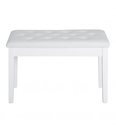 Piano Bench Makeup Padded Seat Stool Solid Wood White 76L x 36W x 50H (cm)