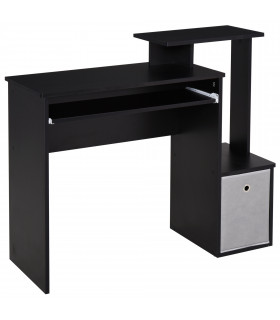 Computer Desk with Sliding Keyboard Tray, Storage Drawer, Shelf - Black