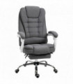 Office Chair Grey Adjustable 115-122cm 135° Reclining 360° Swivel Footrest Arm