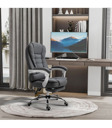 Office Chair Grey Adjustable 115-122cm 135° Reclining 360° Swivel Footrest Arm