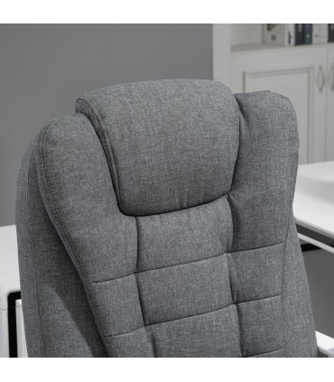 Office Chair Grey Adjustable 115-122cm 135° Reclining 360° Swivel Footrest Arm