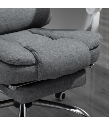 Office Chair Grey Adjustable 115-122cm 135° Reclining 360° Swivel Footrest Arm