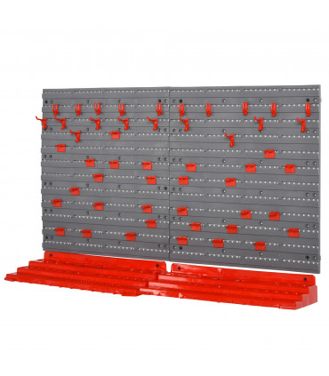 DURHAND PP Wall Mounted Garage Tool Organiser Unit Grey/Red