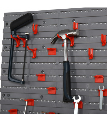 DURHAND PP Wall Mounted Garage Tool Organiser Unit Grey/Red