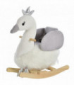 Plush White and Grey 59H x 60L x 33Wcm Ride-On Rocking Swan with Sound