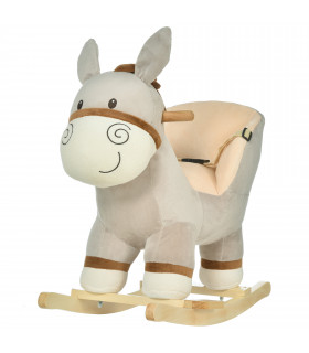 Metal Grey Cute Kids Ride-On Rocking Donkey Sound Handlebars Seat Belt
