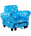 Cute Cloud Star Child Armchair Seat Wood Frame w/ Footrest Padding Blue