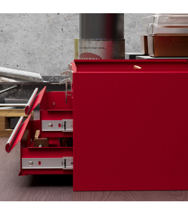Metal Red 46L x 24W x 22H cm 2 Drawer Tool Chest with Ball Bearing Slide Drawers