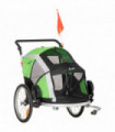 Dog Bicycle Trailer 2-in-1 Foldable Pet Bike Stroller w/ Safety Leash Green