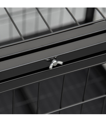 Dog Cage Pet Metal Heavy Duty with Wheels and Crate Tray for Kennel Black M L