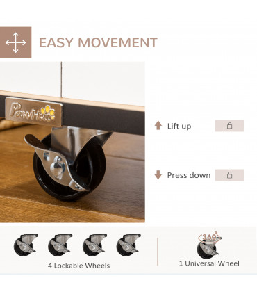 Dog Crate Furniture End Table w/ Lockable Door, for Large Dogs - White Pawhut