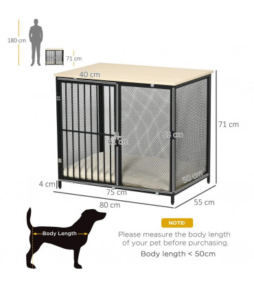 Steel Dog Crate End Table w/ Soft Washable Cushion, Front Door, Small, Medium