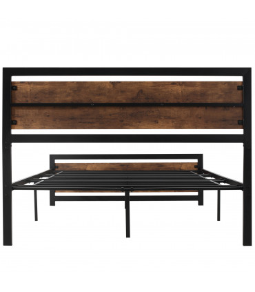 Double Size Metal Bed Frame w/ Headboard & Footboard, 144x195x103cm