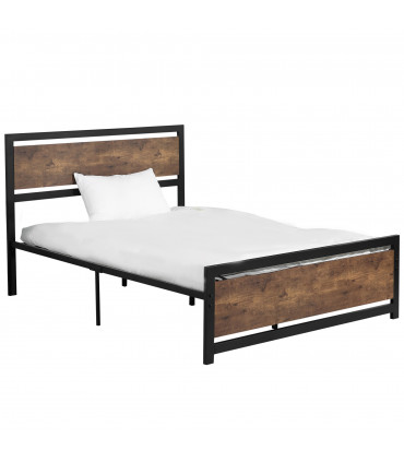 Double Size Metal Bed Frame w/ Headboard & Footboard, 144x195x103cm