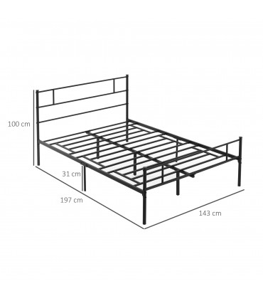 Double Metal Bed Frame w/ Headboard & Footboard, Underbed Storage Space