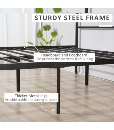 Double Metal Bed Frame w/ Headboard & Footboard, Underbed Storage Space
