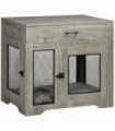 Dog Kennel Furniture Grey Particle Board 75H x 80W x 58Dcm Double-Door Crate