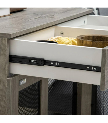 Dog Kennel Furniture Grey Particle Board 75H x 80W x 58Dcm Double-Door Crate