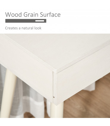 Dressing Table Vanity Set Makeup Desk with Round Mirror Cushioned Stool White