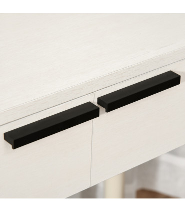 Dressing Table Vanity Set Makeup Desk with Round Mirror Cushioned Stool White