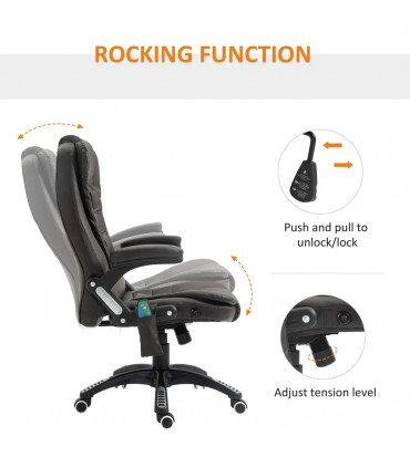 Executive Office Chair with Massage and Heat PU Leather Reclining Chair, Brown