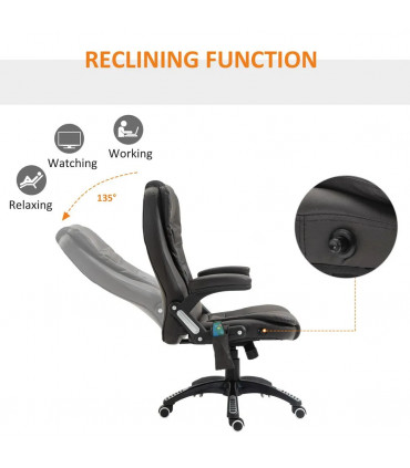 Executive Office Chair with Massage and Heat PU Leather Reclining Chair, Brown