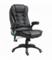 Executive Office Chair with Massage and Heat PU Leather Reclining Chair, Black