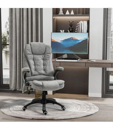 Executive Reclining Chair w/ Heating Massage Points Relaxing Headrest Grey