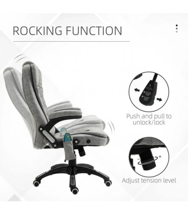 Executive Reclining Chair w/ Heating Massage Points Relaxing Headrest Grey