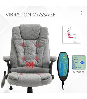 Executive Reclining Chair w/ Heating Massage Points Relaxing Headrest Grey