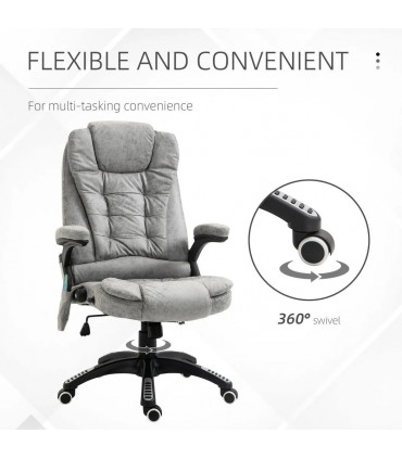 Executive Reclining Chair w/ Heating Massage Points Relaxing Headrest Grey