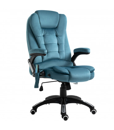 Executive Reclining Chair w/ Heating Massage Points Relaxing Headrest Blue