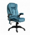 Executive Reclining Chair w/ Heating Massage Points Relaxing Headrest Blue