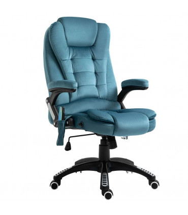 Executive Reclining Chair w/ Heating Massage Points Relaxing Headrest Blue