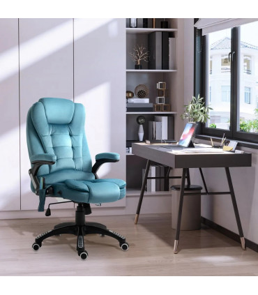 Executive Reclining Chair w/ Heating Massage Points Relaxing Headrest Blue