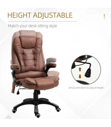 Executive Reclining Chair w/ Heating Massage Points Relaxing Headrest Brown