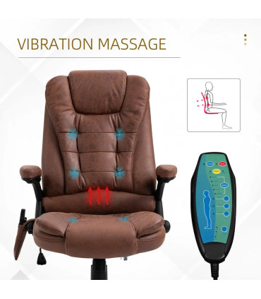 Executive Reclining Chair w/ Heating Massage Points Relaxing Headrest Brown