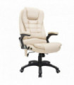 Executive Office Chair with Massage and Heat PU Leather Reclining Chair, Beige