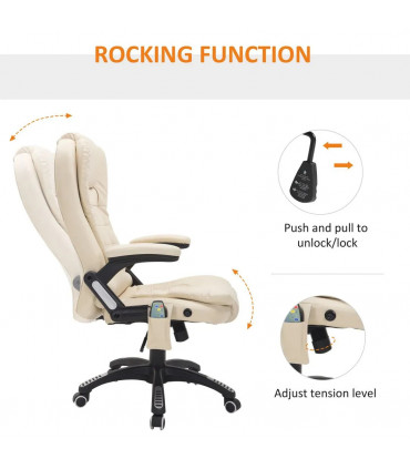 Executive Office Chair with Massage and Heat PU Leather Reclining Chair, Beige