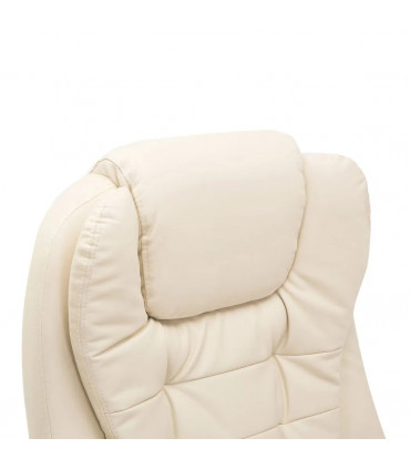 Executive Office Chair with Massage and Heat PU Leather Reclining Chair, Beige