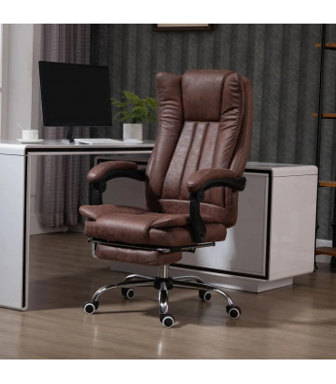 Executive Office Chair Computer Swivel Chair for Home with Arm, Footrest, Brown