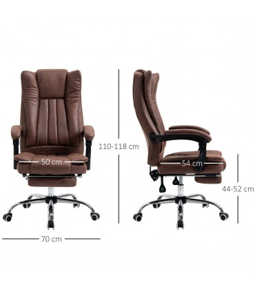 Executive Office Chair Computer Swivel Chair for Home with Arm, Footrest, Brown
