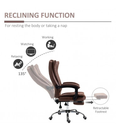 Executive Office Chair Computer Swivel Chair for Home with Arm, Footrest, Brown