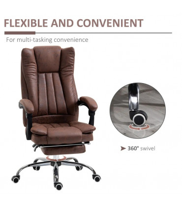 Executive Office Chair Computer Swivel Chair for Home with Arm, Footrest, Brown