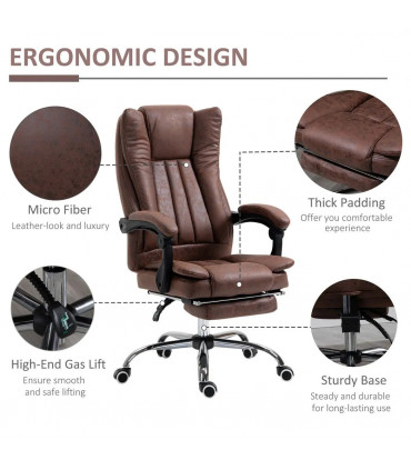 Executive Office Chair Computer Swivel Chair for Home with Arm, Footrest, Brown
