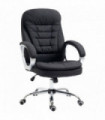 Office Chair Black Linen 64cm x 75cm x 111cm 360° Swivel Wheels Armrests